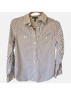LAUREN Jeans Co. Ralph Lauren Blue Striped Button Down Long Sleeve Size XS